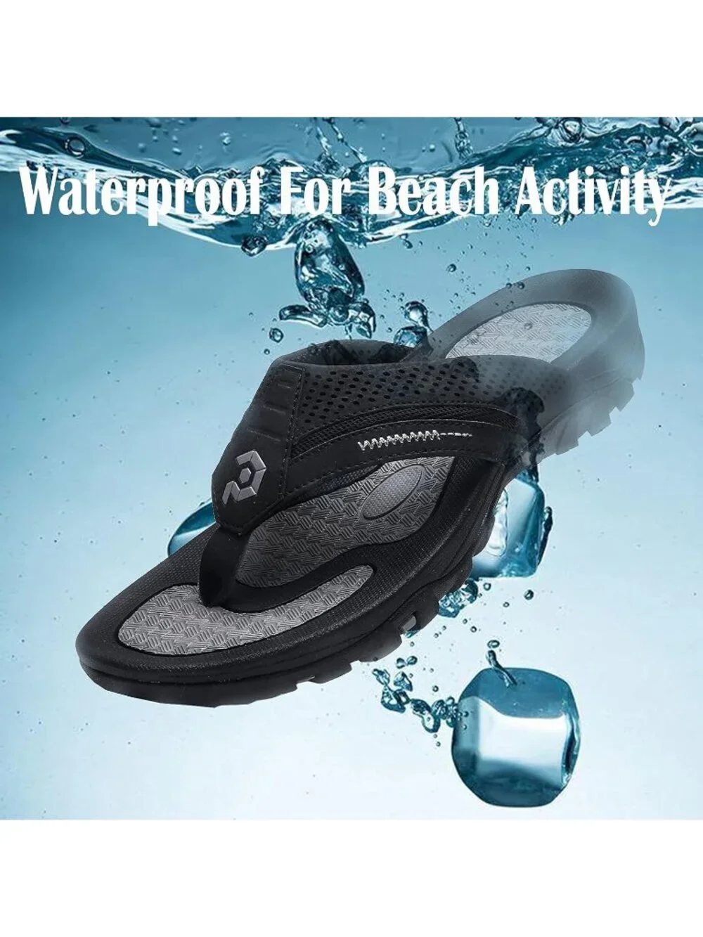 Men's All Black Flip-flops Thongs Sandals Durable Comfort Slippers For Casual